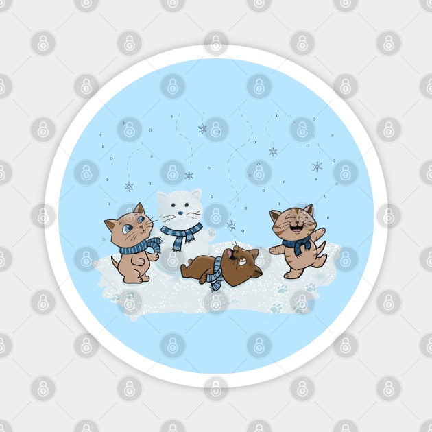 Cats Playing in Snow Magnet by Character Alley